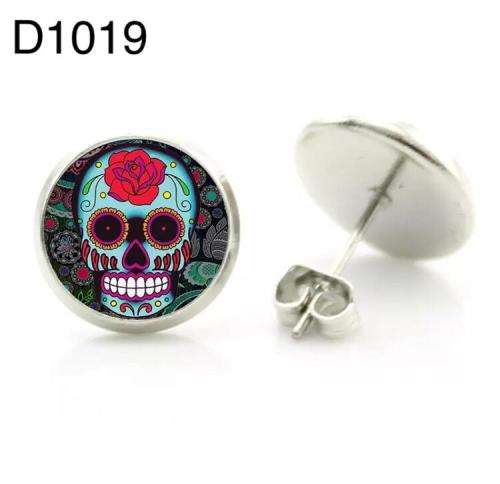 Sugar Skull Stud earrings Rhodium plated 12mm