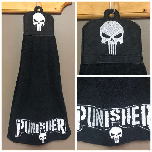 Embroidered hand towel / bar / gym decoration towel with Punisher design 2