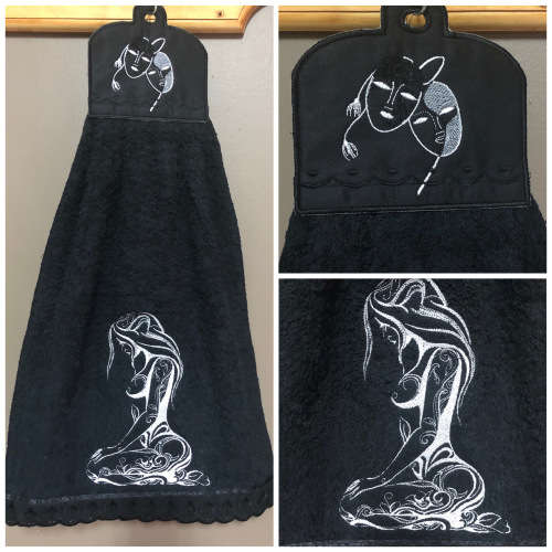 Embroidered hand towel / bar decoration towel with Girl design