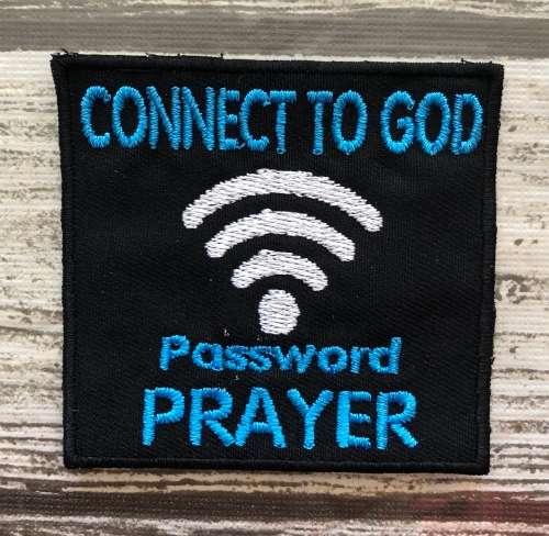BDG Connect to God badge patch in pink or blue