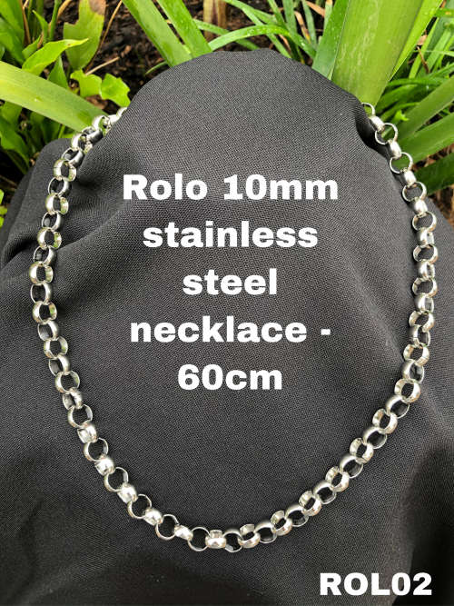 ROL02 Rolo 10mm link stainless steel  Necklace 60cm (Not that bulky link size)