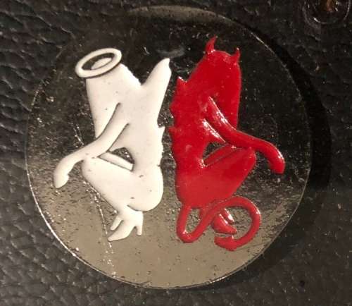 Good girl bad girl metal  pin sturdy screw backside