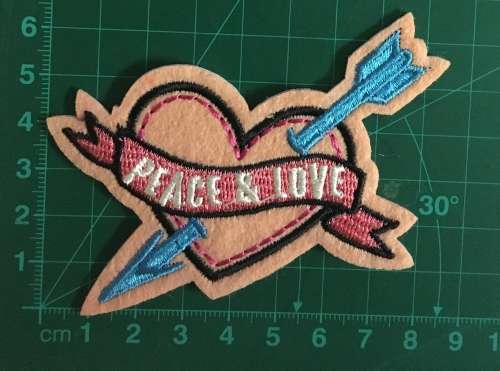 R20 bargain Peace love heart and arrow patch