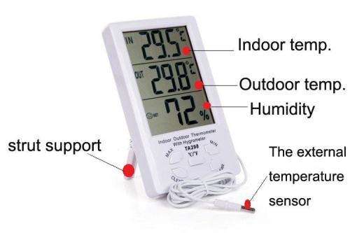 INDOOR / OUTDOOR THERMETER WITH HYGROMETER CLOCK