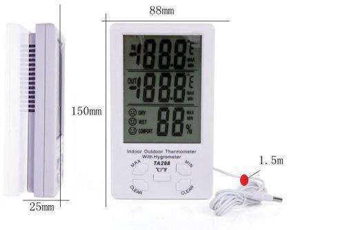 INDOOR / OUTDOOR THERMETER WITH HYGROMETER CLOCK