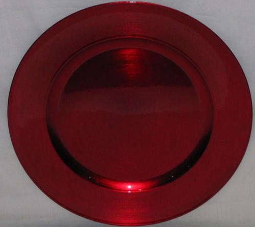 SET OF SIX RED CHARGER PLATES