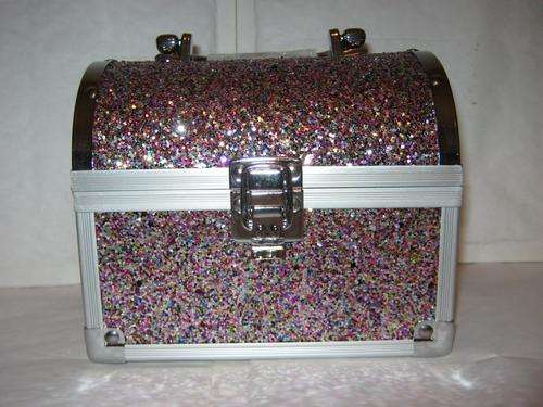 BEAUTIFUL DOME  SHAPED LID GLITTER JEWELLERY BOX