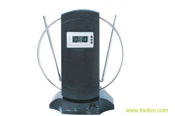 INDOOR TV ANTENNA WITH FM RADIO AND CLOCK
