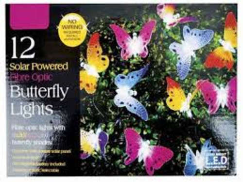 12 SOLAR POWERED FIBRE  OPTIC BUTTERFLY LIGHTS