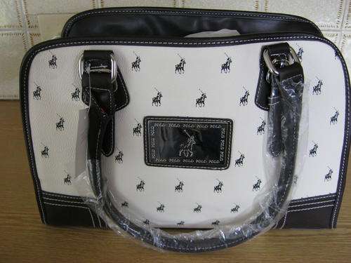 Wonderful white with brown trim handbag