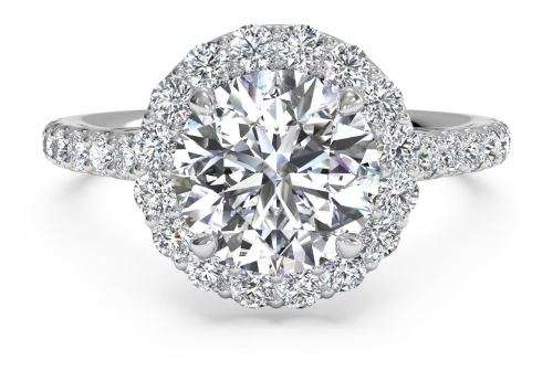 SPARKLY 1CT HALO DESIGN NATURAL DIAMOND RING 18K WHITE GOLD - SI2
