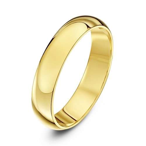 9ct Solid Gold 4mm half round "D Shaped"  wedding band