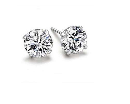 STERLING SILVER .925 6MM STUDS EARRING WITH CUBIC ZIRCONIA**STOCK ON HAND**