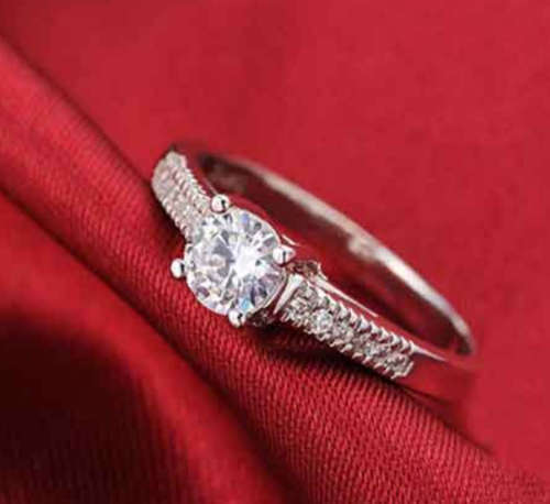 STERLING SILVER 925 FILLED LADIES DRESS RING WITH SIMULATED DIAMONDS **STOCK ON HAND**