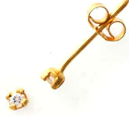 9CT GOLD 2MM STUD EARRING WITH CUBIC ZIRCONIA