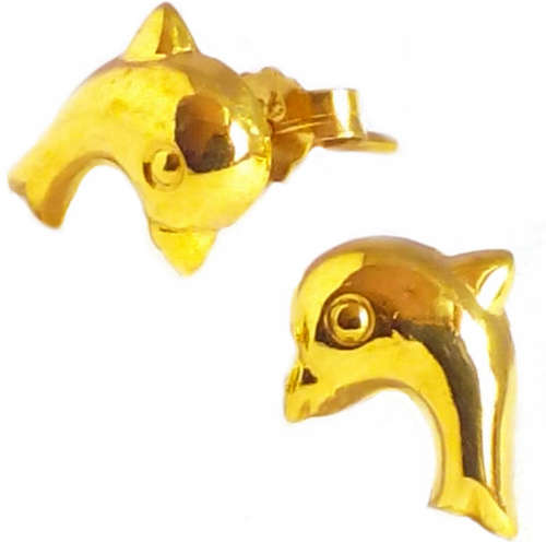 9ct Solid Gold Dolphin Earrings