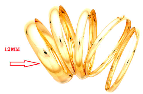 9CT SOLID GOLD 12MM wide half round Domed Bangles