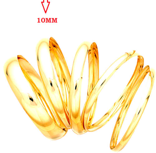 9CT SOLID GOLD 10MM wide half round Domed Bangles
