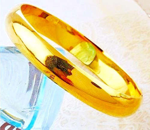 9ct SOLID GOLD 15mm wide half round domed Bangle