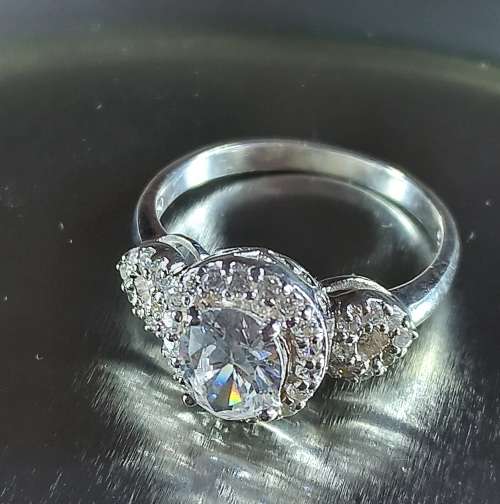 Sterling Silver Genuine .925  dress ring with 34 cubic zirconia **STOCK ON HAND**