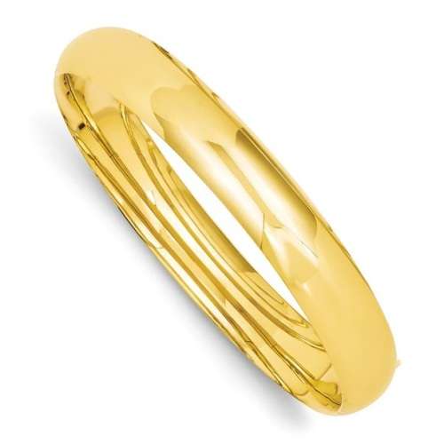 9CT SOLID GOLD 10MM wide half round Domed Bangles