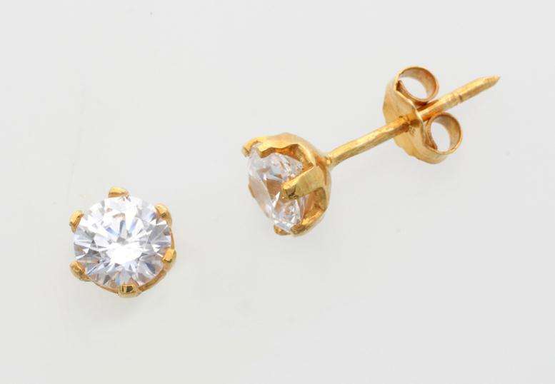 9CT GOLD 5MM STUD EARRING WITH CUBIC ZIRCONIA