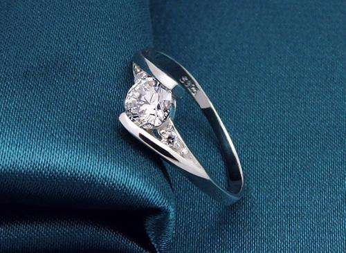 WHITE GOLD PLATED LADIES 925 FILLED DRESS RING WITH CUBIC ZIRCONIA
