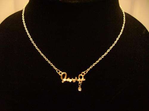 GOLD PLATED  LADIES "LOVE"  NECKCHAIN WITH PEARL DROP  **STOCK ON HAND**