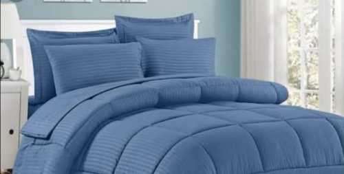 5 Piece Polyester Plain Stripey Comforter Set- King