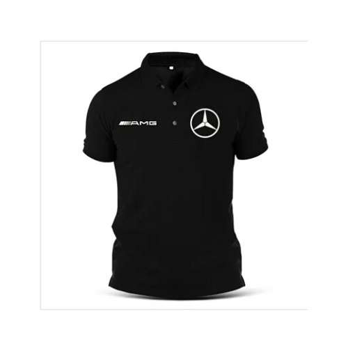 Amg Black Golf Shirt With White Branding - (Sizes Small - 4XL )
