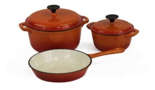 Fine Living-Lifestyle Cast Iron Set -5PC Orange