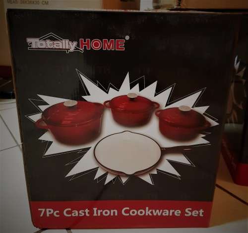 CAST IRON POT SET- 7 Pcs - RED