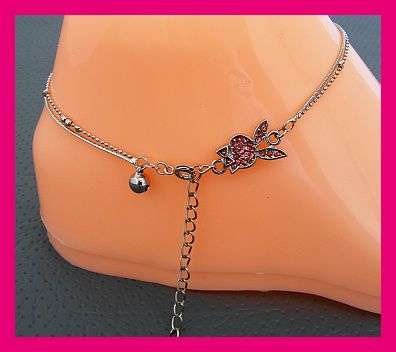 PINK RHINESTONE DOUBLE CHAIN ANKLE CHAIN