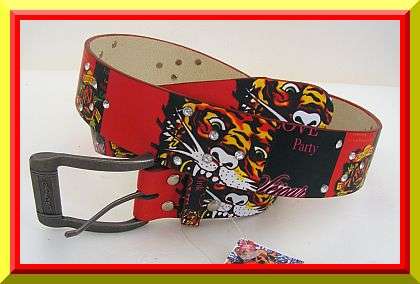 FUNKY RED AND BLACK TIGER BELT - 110CM
