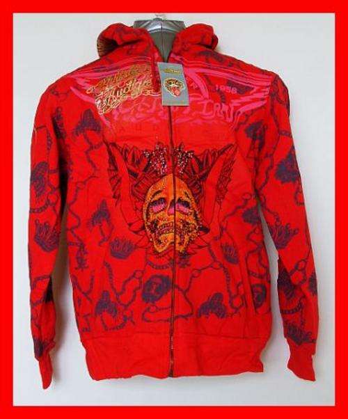 RED ED HARDY HOODIE - LARGE