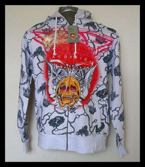 WHITE ED HARDY HOODIE - LARGE