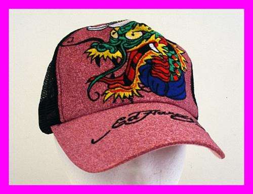PINK AND BLACK ED HARDY CAP