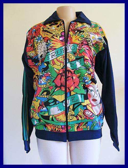 LADIES ED HARDY EMBROIDERD JACKET - SIZE: X-LARGE