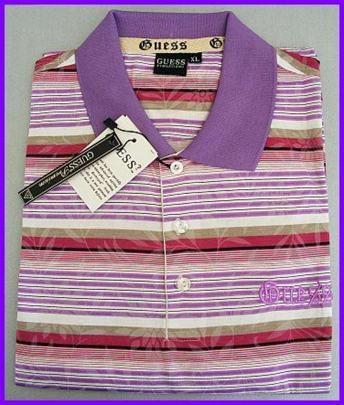 MENS GUESS PURPLE POLO SHIRT - SIZE : XL