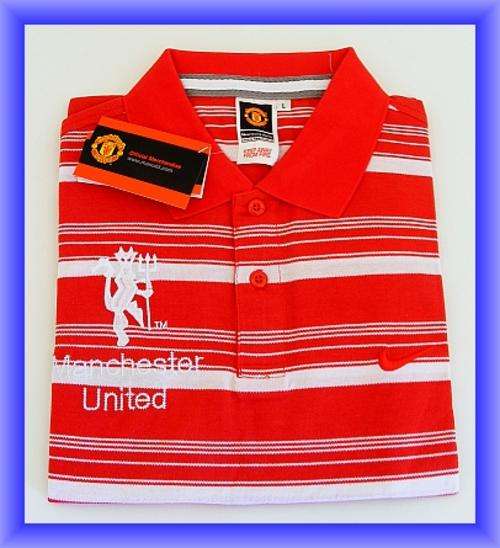 MENS MANCHESTER UNITED GOLF SHIRT RED - SIZE :  LARGE