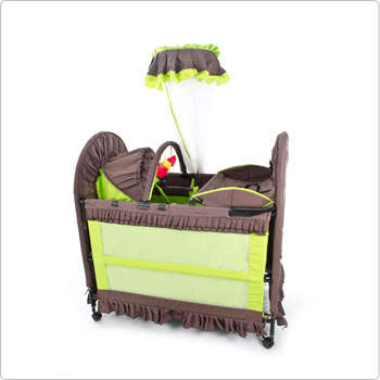 Chelino  6 in 1 Baby Camp Cot Choco Green