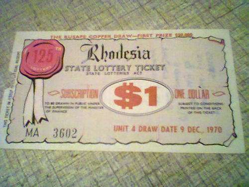 Rhodesian lottery ticket