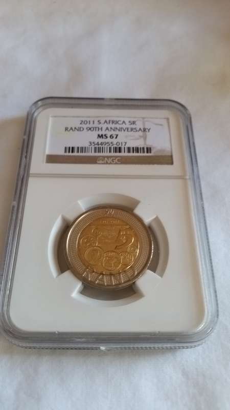 2011 South Africa R5 - RAND 90th Anniversary Coin MS 67
