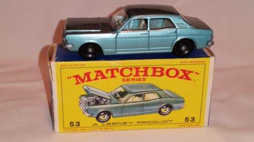 1968 LESNEY MATCHBOX  SERIES -53c FORD ZODIAC Mk IV--NEAR MINT IN ORIGINAL BOX - MADE IN ENGLAND