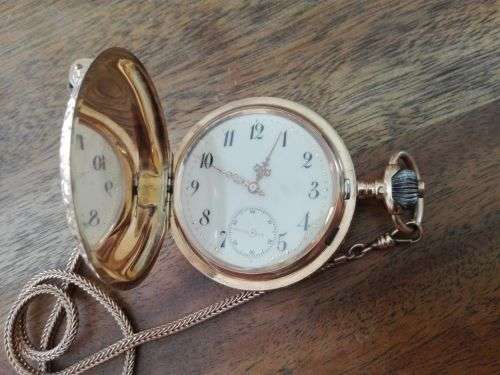 1896 Jaccottet Savonet Pocket Watch - 14 ct solid red/yellow gold and 18ct gold hands.