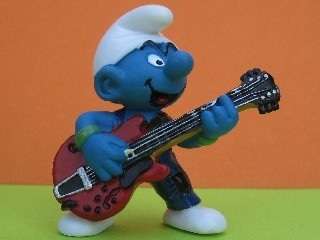 1997 SCHLEICH 20449 - LEAD GUITAR PLAYER SMURF - SCHLEICH PEYO - MADE IN CHINA