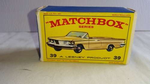 1957 - MATCHBOX LESNEY - SERIES 39 - PONTIAC CONVERTIBLE (ORIGINAL BOX ONLY) - MADE IN ENGLAND