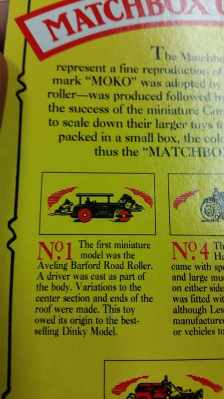 1993 - MATCHBOX LESNEY - ORIGINAL - SERIES 1 - AVELING BARFORD ROAD ROLLER - MADE IN ENGLAND