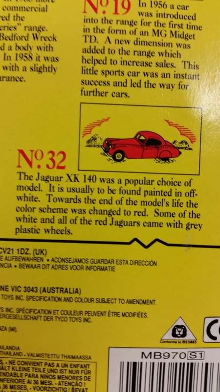 1993 - MATCHBOX LESNEY - ORIGINAL - SERIES 32 -JAGUAR XK 140- MADE IN ENGLAND