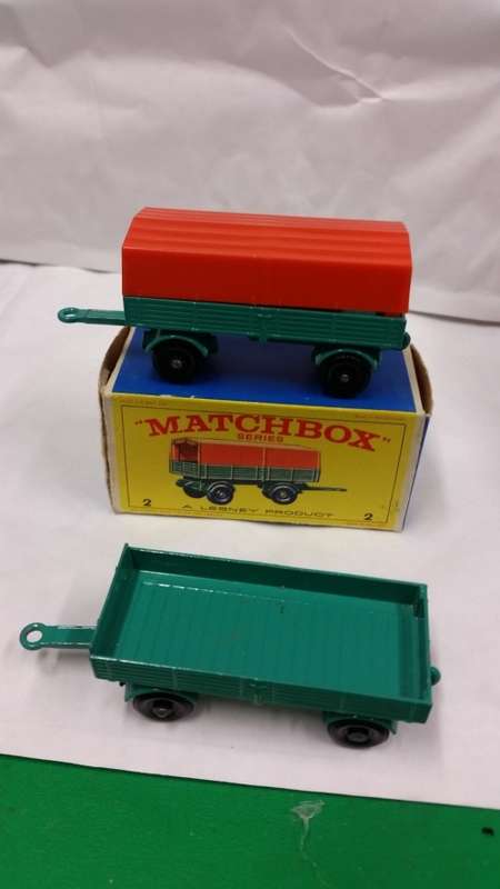 1965 - MATCHBOX LESNEY - SERIES 2 - MERCEDES BENZ TRAILER - MINT IN BOX AND LOOSE TRAILER
